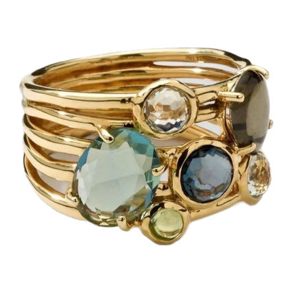 Womens Multicolor Geometric-Pattern Ring