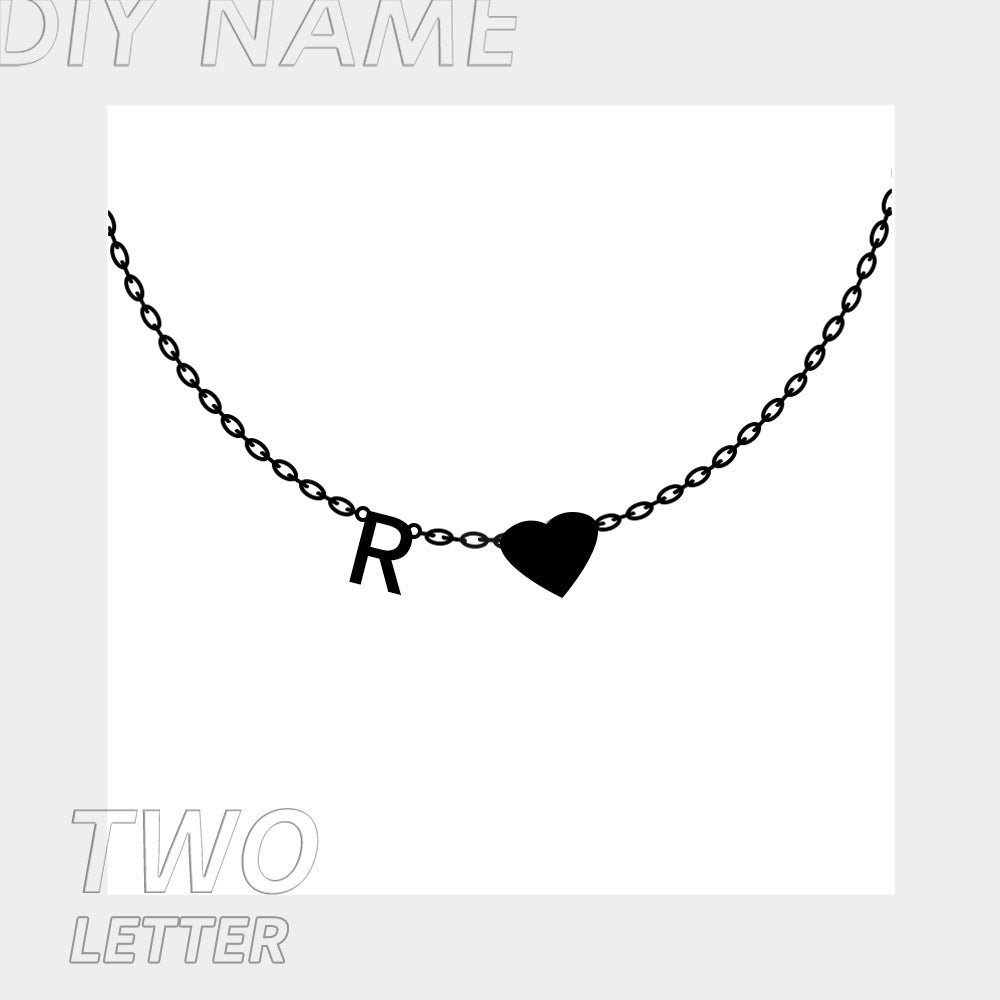 Heart Shape Initial Necklace Multi-letter Collarbone Chain