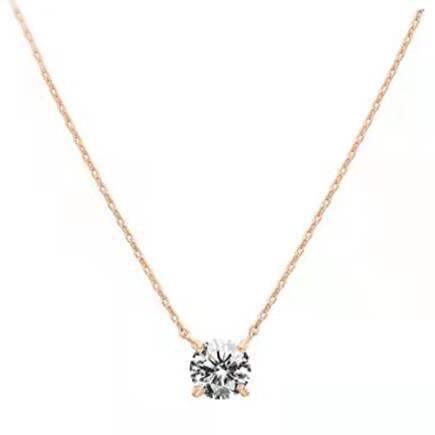 18k Gold-Plated Classic Four-Prong 2-Carat Simulated Diamond Pendant Necklace For Women