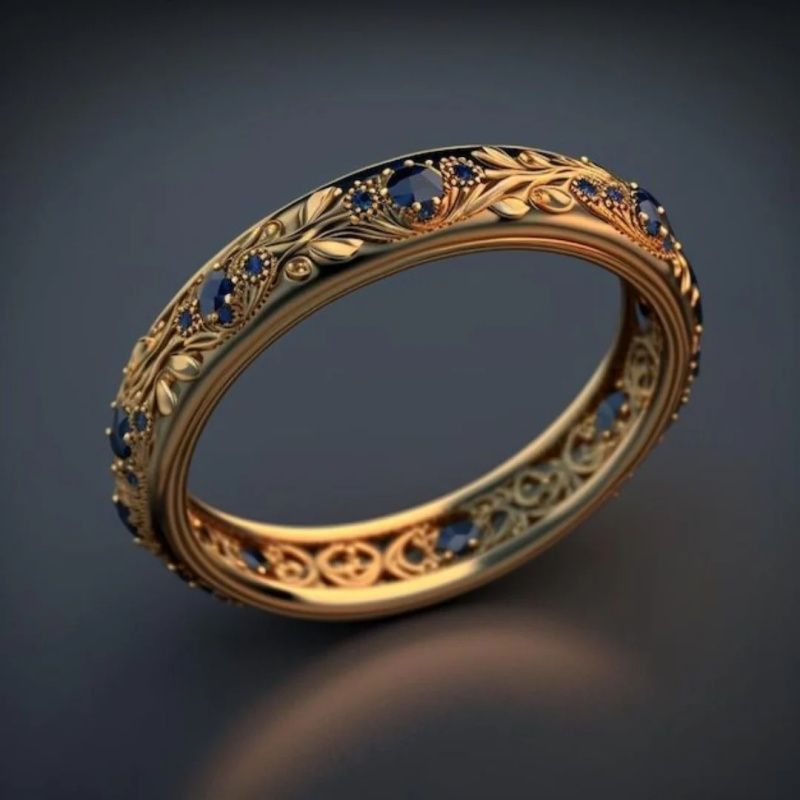 Gold Plated Royal Blue High-End Ring