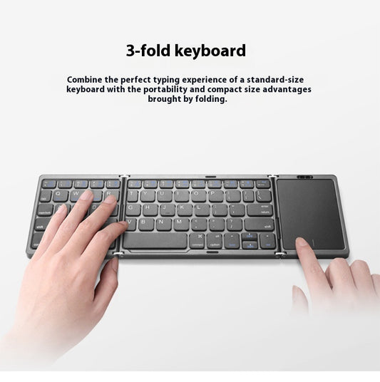 Three Folding Wireless Bluetooth Keyboard Touch Pad Mobile Phone Tablet Notebook