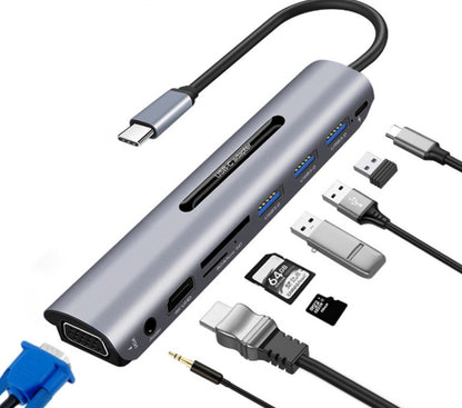 USB C HUB docking station 9 in 1Type-C HDMI VGA