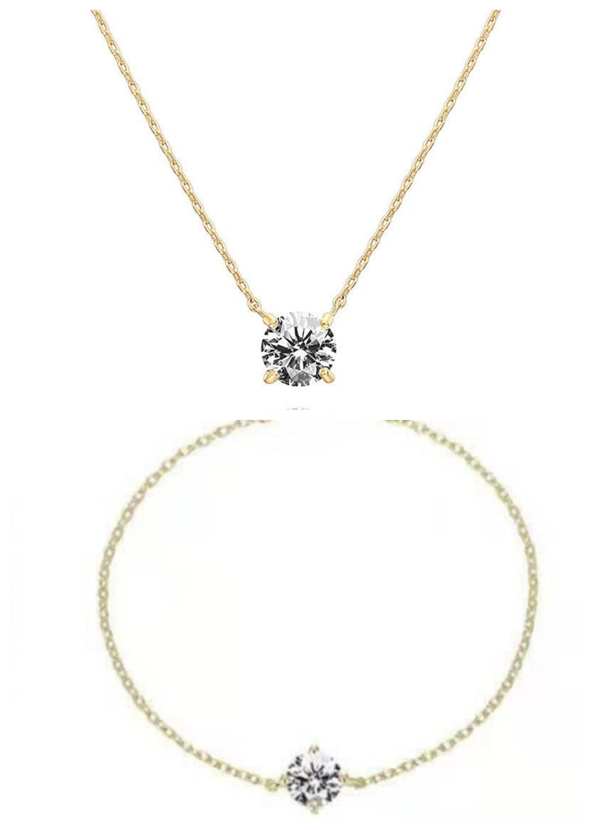 18k Gold-Plated Classic Four-Prong 2-Carat Simulated Diamond Pendant Necklace For Women