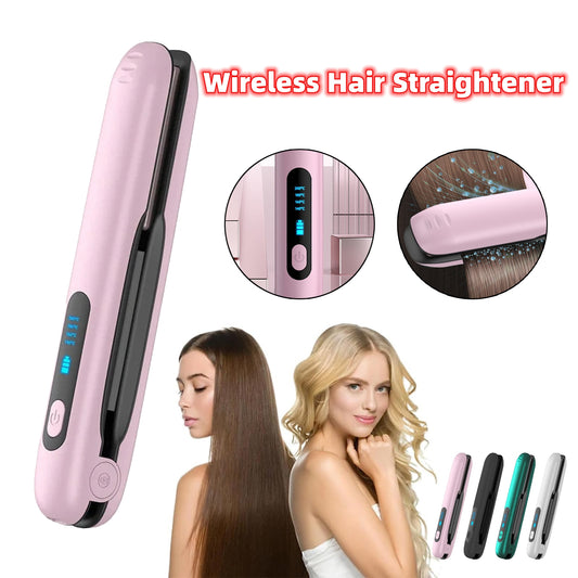 Cordless Hair Straightener Flat Iron Mini 2 IN 1 Curler 4 Levels Dry And Wet