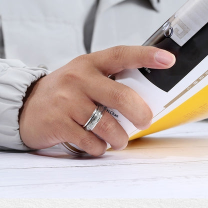 Mens Personalized Vintage Minimalist Swivel Ring With Rotating Meander Pattern