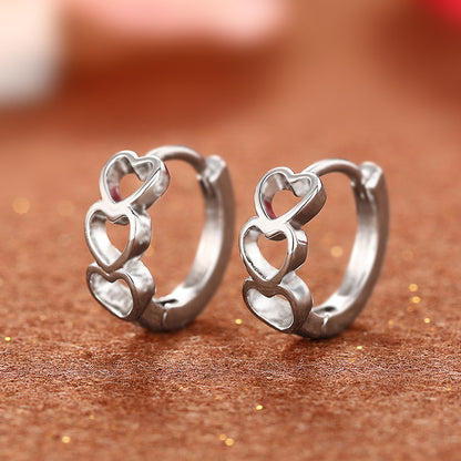 Instagram-style Minimalist And Cool-toned Trendy Heart-shaped Hoop Earrings