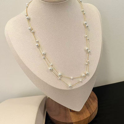 New Minimalist Elegant Double-layer Pearl Bead Necklace