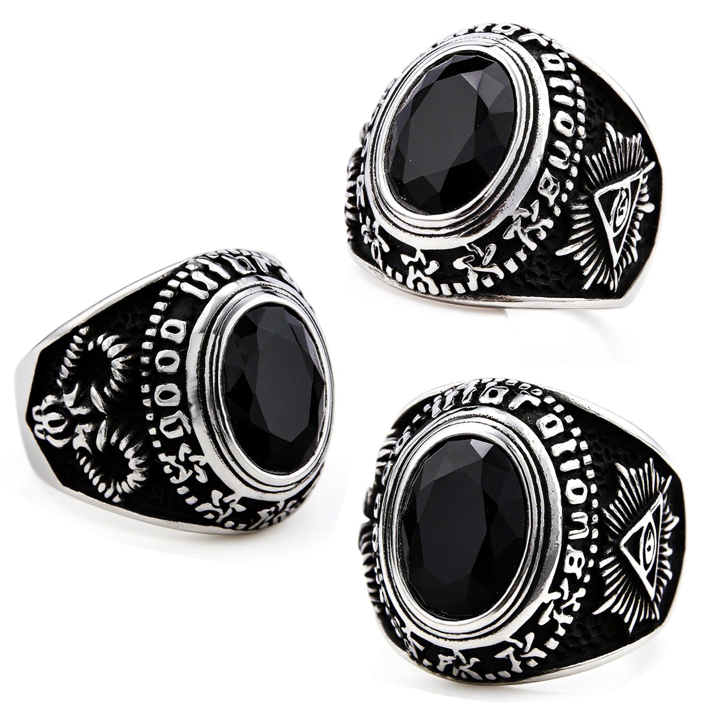 Powerful Gemstone Eye Of Horus Titanium Steel Ring