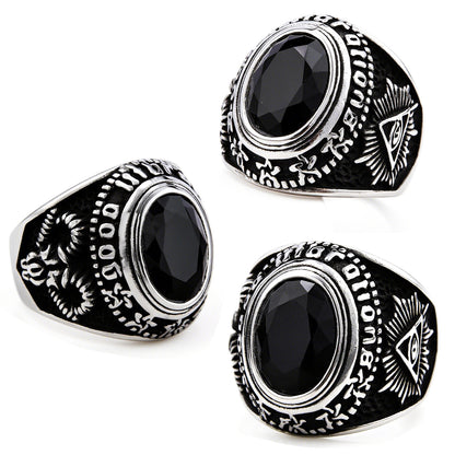 Powerful Gemstone Eye Of Horus Titanium Steel Ring