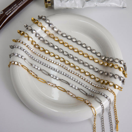 Stainless Steel Zircon Bracelet With A Light-luxury, High-end Feel