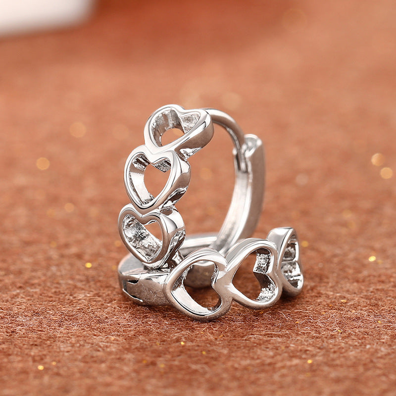 Instagram-style Minimalist And Cool-toned Trendy Heart-shaped Hoop Earrings