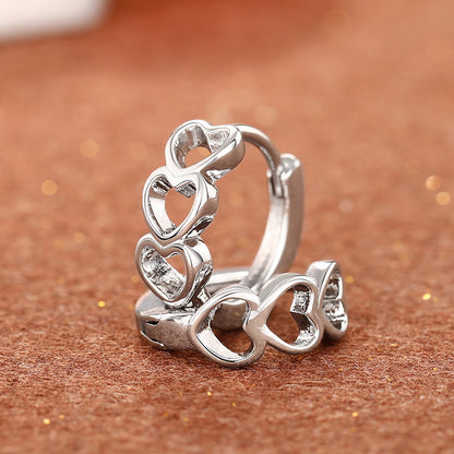 Instagram-style Minimalist And Cool-toned Trendy Heart-shaped Hoop Earrings