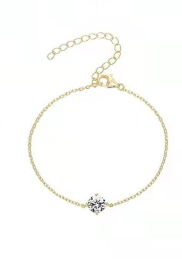 18k Gold-Plated Classic Four-Prong 2-Carat Simulated Diamond Pendant Necklace For Women