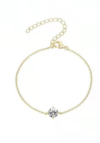 18k Gold-Plated Classic Four-Prong 2-Carat Simulated Diamond Pendant Necklace For Women