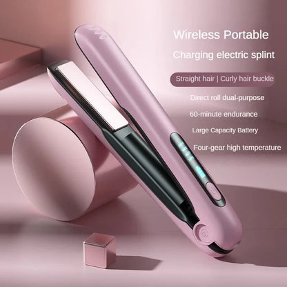 Cordless Hair Straightener Flat Iron Mini 2 IN 1 Curler 4 Levels Dry And Wet