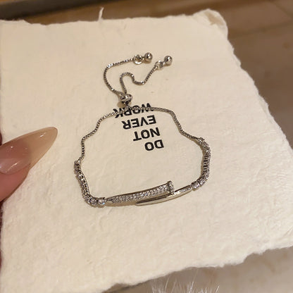 Real Gold-Plated Zircon Nail Geometric Adjustable Bracelet