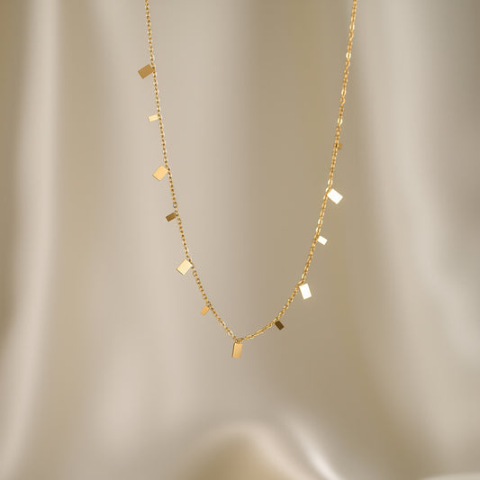 Titanium Steel Non-fading Geometric Collarbone Chain 18k Gold Water Drop Small Square Heart Necklace