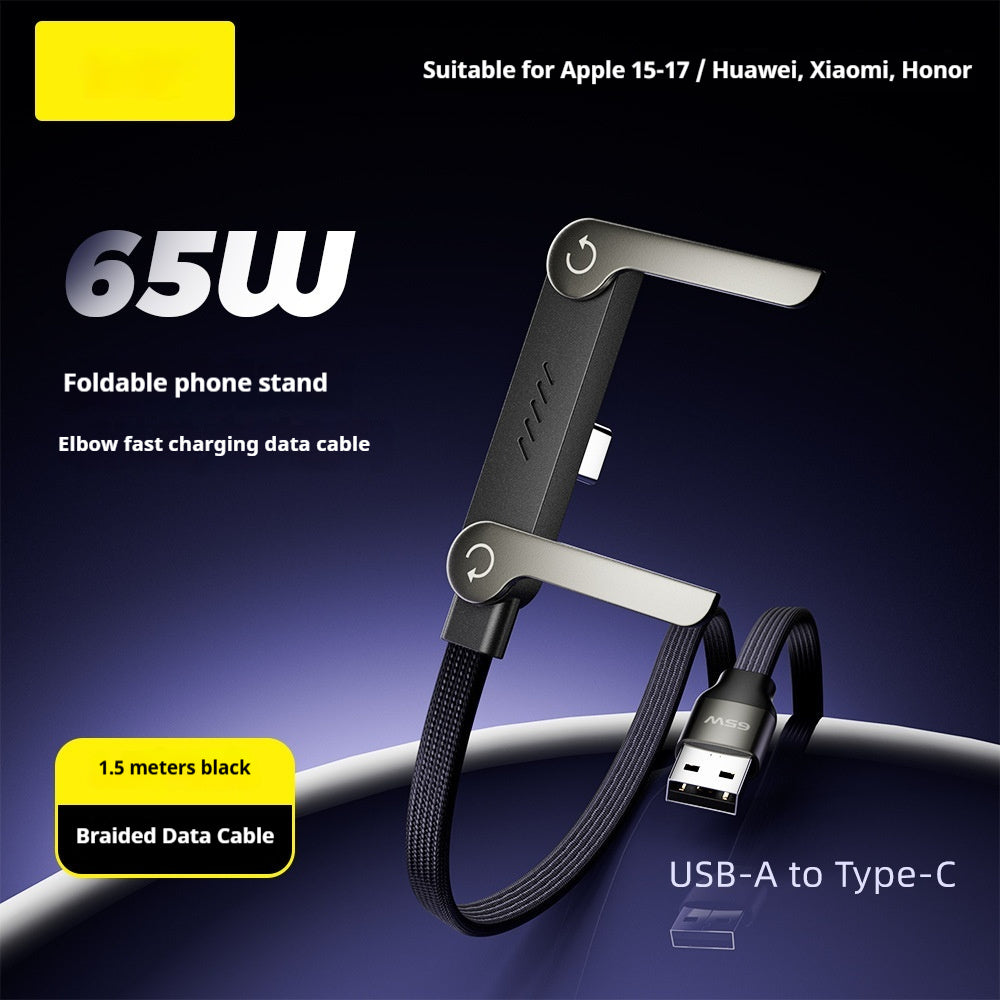 Fast Charging Foldable Bracket Data Cable 2-in-1 Data Wire Foldable