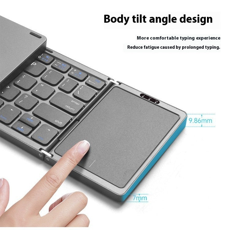 Three Folding Wireless Bluetooth Keyboard Touch Pad Mobile Phone Tablet Notebook
