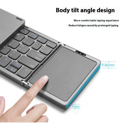 Three Folding Wireless Bluetooth Keyboard Touch Pad Mobile Phone Tablet Notebook