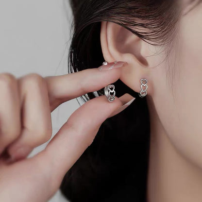 Instagram-style Minimalist And Cool-toned Trendy Heart-shaped Hoop Earrings