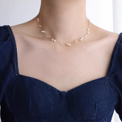 New Minimalist Elegant Double-layer Pearl Bead Necklace