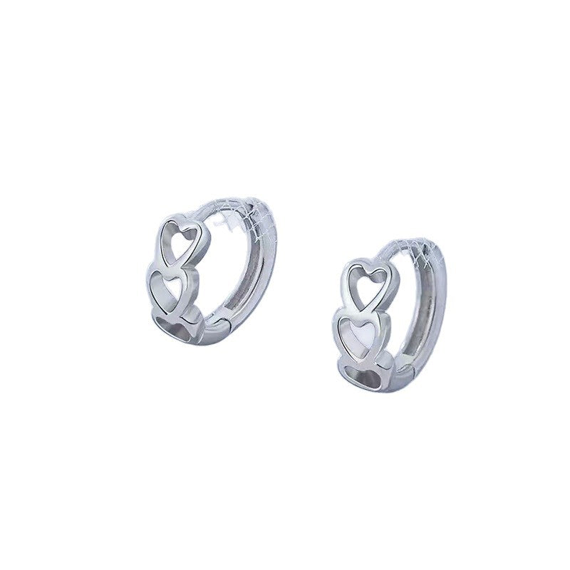 Instagram-style Minimalist And Cool-toned Trendy Heart-shaped Hoop Earrings